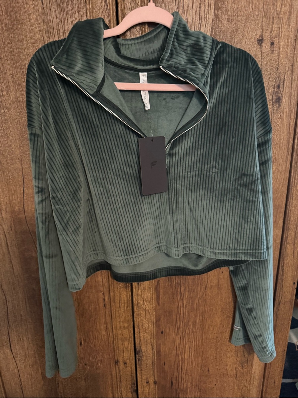 Fabletics Olive Green Ribbed Half-Zip Pullover